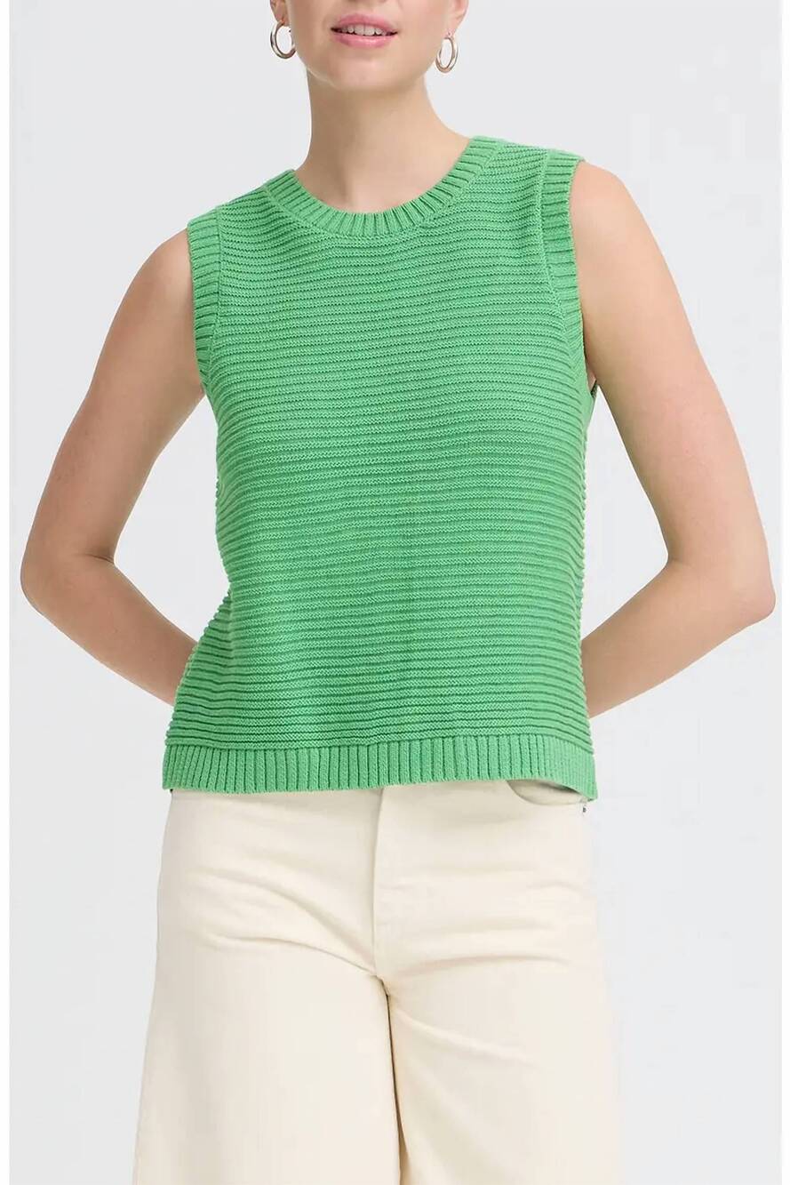 NEW ICHI dottie sweater tank top in kelly green